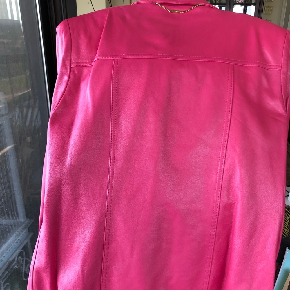 🔥 SALE! St John Pink Napa Leather Jacket Like New - Picture 5 of 16